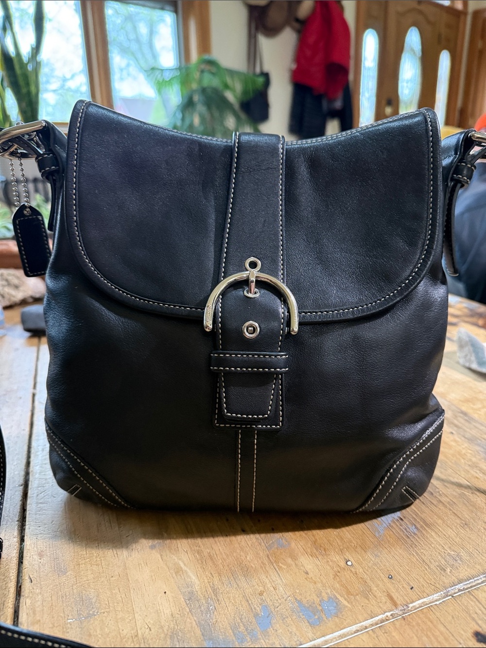 Coach SoHo Flap 9480 Black Leather Crossbody with Buckle Detail